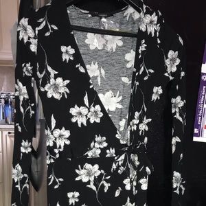 Long Sleeve Floral Wrap Dress